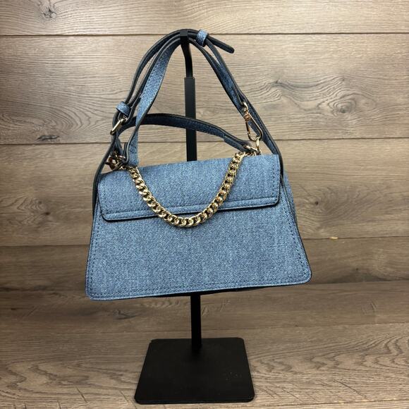 Aldo Mirama Top Handle Cross Body Bag w/ Gold Chain Blue Purse Handbag - Picture 2 of 11